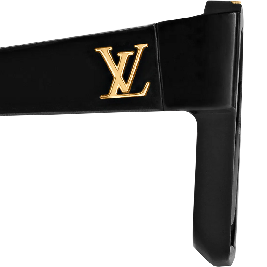 "Luxury LV Gold Accent Square Sunglasses – Bold Black Frame | Unisex For Male And Female Eyewear"