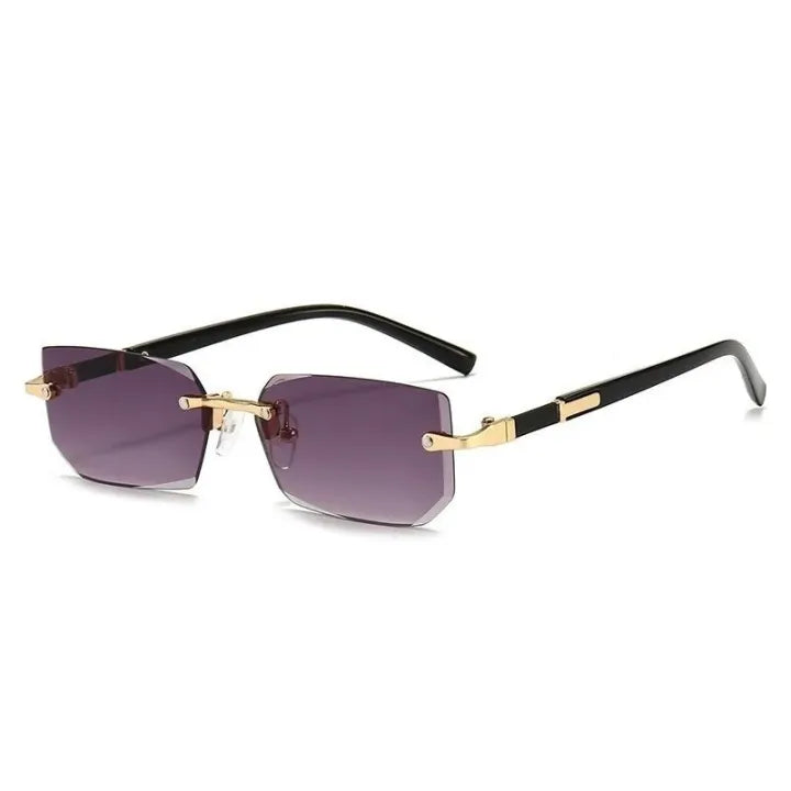 Elite Gold-Rimless Rectangle Sunglasses – Bold Luxury Edition