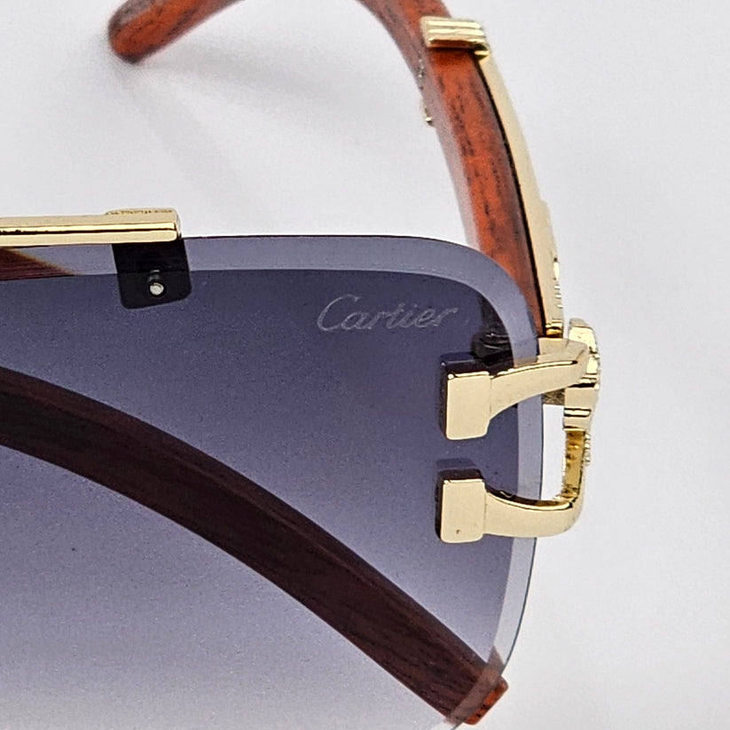 Rimless Cheetah metal Sunglasses black shades