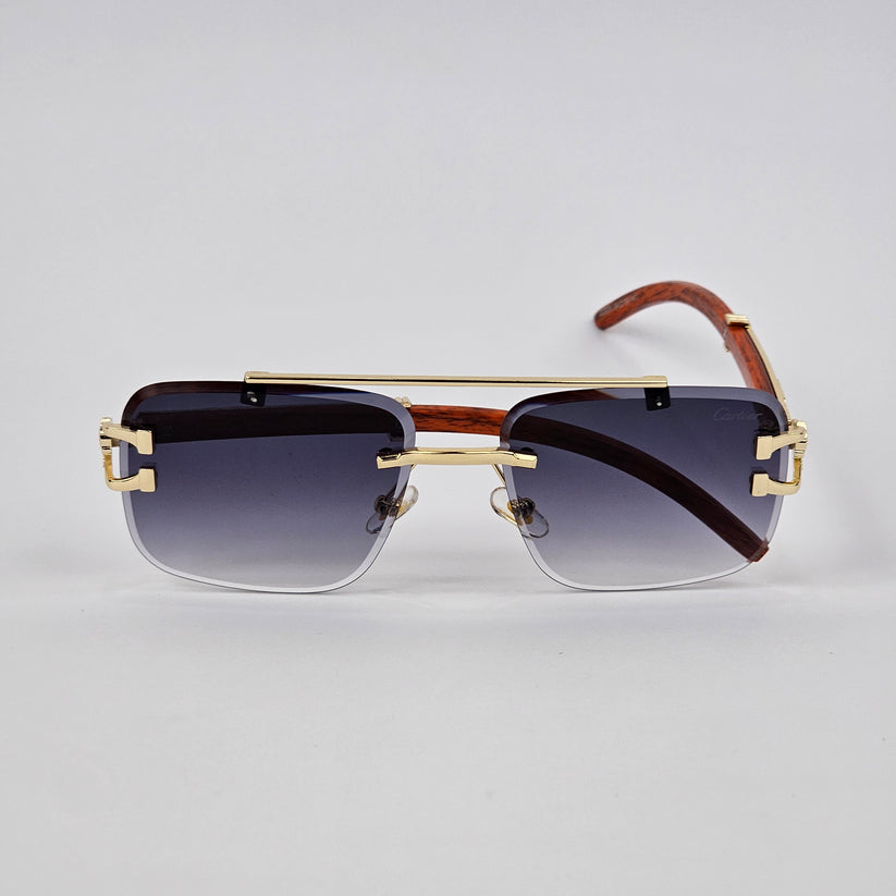 Rimless Cheetah metal Sunglasses black shades