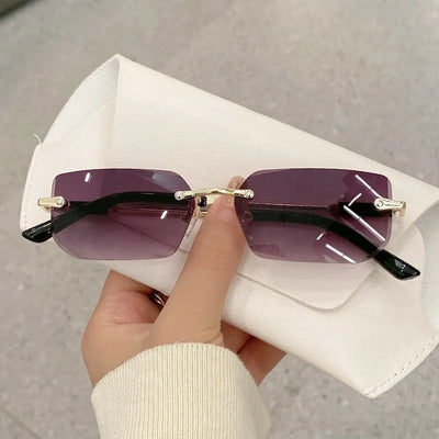 Elite Gold-Rimless Rectangle Sunglasses – Bold Luxury Edition